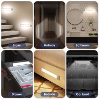 Yacoto Motion Sensor Under Cabinet Lights 34 Led Remote Control Closet Light 3 Color Temperature Dimmable Rechargeable Wireless