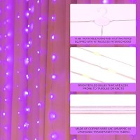 Sinamer Pink Curtain Light With Untangled Wires For Bedroom 300Led 98Ft X 98Ft Window Fairy Curtain String Light With 16 Hook