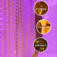 Sinamer Pink Curtain Light With Untangled Wires For Bedroom 300Led 98Ft X 98Ft Window Fairy Curtain String Light With 16 Hook