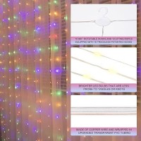 Sinamer Pixie Curtain String Light With Untangled Wires Multicolor Curtain Light For Bedroom Usb Powered 8 Modes Remote Fairy