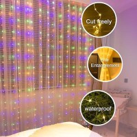 Sinamer Pixie Curtain String Light With Untangled Wires Multicolor Curtain Light For Bedroom Usb Powered 8 Modes Remote Fairy