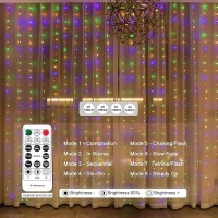 Sinamer Pixie Curtain String Light With Untangled Wires Multicolor Curtain Light For Bedroom Usb Powered 8 Modes Remote Fairy