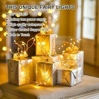 Sinamer 124 Pack Fairy Lights Battery Operated Included 8 Modes Auto Timer Warm White 16Ft 50Led Mini Twinkle Silver Wir