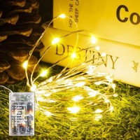 Sinamer 124 Pack Fairy Lights Battery Operated Included 8 Modes Auto Timer Warm White 16Ft 50Led Mini Twinkle Silver Wir