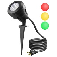 Dewenwils 120V Led Halloween Outdoor Spotlight 3 Extra Lenses Red Green Yellow 48W 5000K Plug In Spotlight Outdoor Waterpr