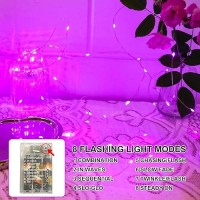 Sinamer Pink Fairy Lights Battery Operated Included 8 Modes Auto Timer 4 Packs 5M 50Led Mini Twinkle Silver Wire Firefly S