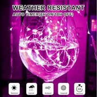 Sinamer Pink Fairy Lights Battery Operated Included 8 Modes Auto Timer 4 Packs 5M 50Led Mini Twinkle Silver Wire Firefly S