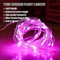 Sinamer Pink Fairy Lights Battery Operated Included 8 Modes Auto Timer 4 Packs 5M 50Led Mini Twinkle Silver Wire Firefly S