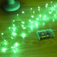 Sinamer Green Fairy Lights Battery Operated Included 8 Modes Auto Timer 16Ft 50Led Mini Twinkle Silver Wire Firefly Starry