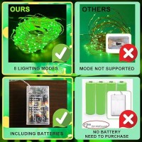 Sinamer Green Fairy Lights Battery Operated Included 8 Modes Auto Timer 16Ft 50Led Mini Twinkle Silver Wire Firefly Starry