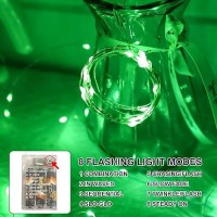 Sinamer Green Fairy Lights Battery Operated Included 8 Modes Auto Timer 16Ft 50Led Mini Twinkle Silver Wire Firefly Starry