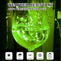 Sinamer Green Fairy Lights Battery Operated Included 8 Modes Auto Timer 16Ft 50Led Mini Twinkle Silver Wire Firefly Starry