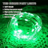 Sinamer Green Fairy Lights Battery Operated Included 8 Modes Auto Timer 16Ft 50Led Mini Twinkle Silver Wire Firefly Starry