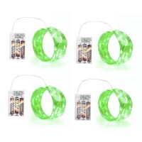 Sinamer Green Fairy Lights Battery Operated Included 8 Modes Auto Timer 4 Packs 5M 50Led Mini Twinkle Silver Wire Firefly