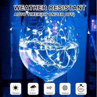 Sinamer Blue Fairy Lights Battery Operated Included 8 Modes Auto Timer 16Ft 50Led Mini Twinkle Silver Wire Firefly Starry