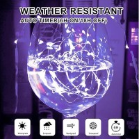 Sinamer Purple Fairy Lights Battery Operated Included 8 Modes Auto Timer 16Ft 50Led Mini Twinkle Silver Wire Firefly Starr