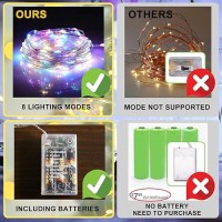 Sinamer Multicolor Fairy Lights Battery Operated Included 8 Modes Auto Timer 2 Packs 5M 50Led Mini Twinkle Silver Wire Fir