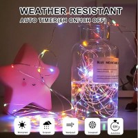 Sinamer Multicolor Fairy Lights Battery Operated Included 8 Modes Auto Timer 2 Packs 5M 50Led Mini Twinkle Silver Wire Fir