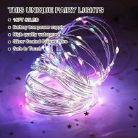 Sinamer Multicolor Fairy Lights Battery Operated Included 8 Modes Auto Timer 2 Packs 5M 50Led Mini Twinkle Silver Wire Fir