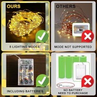 Sinamer Fairy Lights Battery Operated Included 8 Modes Auto Timer 2 Packs 5M 50Led Warm White Mini Twinkle Silver Wire Fir