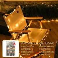 Sinamer Fairy Lights Battery Operated Included 8 Modes Auto Timer 2 Packs 5M 50Led Warm White Mini Twinkle Silver Wire Fir