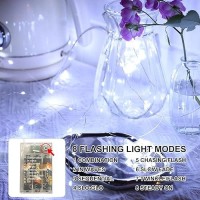 Sinamer White Fairy Lights Battery Operated Included 8 Modes Auto Timer 4 Packs 5M 50Led Mini Twinkle Silver Wire Firefly