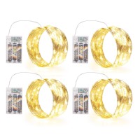 Sinamer Fairy Lights Battery Operated Included 8 Modes Auto Timer 4 Packs 5M 50Led Mini Twinkle Silver Wire Firefly Starry