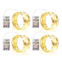 Sinamer Fairy Lights Battery Operated Included 8 Modes Auto Timer 4 Packs 5M 50Led Mini Twinkle Silver Wire Firefly Starry