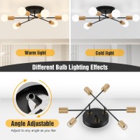 Sunwish Sputnik Chandelier 6Light Black Gold Flush Mount Ceiling Light Fixture Modern Chandelier For Dining Room Living Room