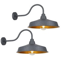 Diyel Gooseneck Barn Light Outdoor 16 Inch Dome Large Farmhouse Exterior Light Fixture Wall Mount Industrial Outdoor Wall Scon