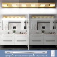 Sinerise Led Modern Bathroom Vanity Light Fixtures 6Light 48Inch Dimmable Matte Gold Modern Acrylic Bathroom Wall Lightin