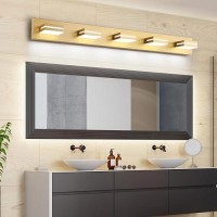 Sinerise Led Modern Bathroom Vanity Light Fixtures 6Light 48Inch Dimmable Matte Gold Modern Acrylic Bathroom Wall Lightin