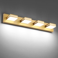 Sinerise Led Modern Bathroom Vanity Light Fixtures 4Light 30Inch Matte Gold Modern Acrylic Bathroom Wall Lighting Fixtures