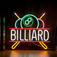 Billiards Neon Sign For Wall Decor Game Room Neon Sign For Pub Bar Billiard Room Usb Neon Sign White Red