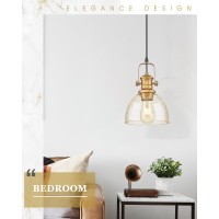 Audickic Pendant Lights Kitchen Island 75 Farmhouse Pendant Lighting With Amber Seeded Glass Shade Vintage Hanging Light Fi