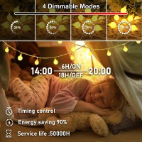 Knonew Battery Operated String Lights Indoor Bedroom 20Ft 60Led Globe Fairy Lights With Timer 8 Modes Cluster Lights For Outdoor