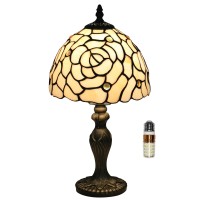 Tuomoxte Tiffany Style Table Lamp 8X8X145 Inch Rose Stained Glass Lamp Small Antique Side Table Lamps Bedside Nightstand Lam