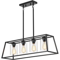 Senyshilon Dining Room Light Fixtures Over Table Kitchen Island Lighting Black Farmhouse Chandeliers For Dining Room 4Lights