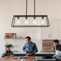 Senyshilon Dining Room Light Fixtures Over Table Kitchen Island Lighting Black Farmhouse Chandeliers For Dining Room 4Lights