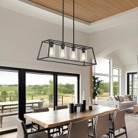 Senyshilon Dining Room Light Fixtures Over Table Kitchen Island Lighting Black Farmhouse Chandeliers For Dining Room 4Lights