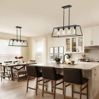 Senyshilon Dining Room Light Fixtures Over Table Kitchen Island Lighting Black Farmhouse Chandeliers For Dining Room 4Lights