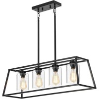 Senyshilon Dining Room Light Fixtures Over Table Kitchen Island Lighting Black Farmhouse Chandeliers For Dining Room 4Lights