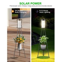 Fitop 2 Pack 38 Solar Floor Lamp Outdoor Decor Porch Decor Ip 65 Waterproof Outdoor Solar Light With Usb Charging Port 3 Dif