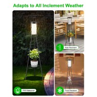 Fitop 2 Pack 38 Solar Floor Lamp Outdoor Decor Porch Decor Ip 65 Waterproof Outdoor Solar Light With Usb Charging Port 3 Dif