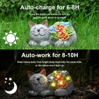 Otdair Solar Garden Decor Cat Cat Lover Gifts With Succulent And 7 Led Lights For Outside Outdoor Solar Lights For Yard Garden