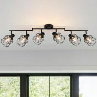 Wilon 6 Light Track Lighting Kit 6 Way Ceiling Spotlightindustrial Flush Mount Ceiling Light Black Kitchen Ceiling Light Fixtur