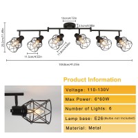 Wilon 6 Light Track Lighting Kit 6 Way Ceiling Spotlightindustrial Flush Mount Ceiling Light Black Kitchen Ceiling Light Fixtur