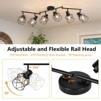 Wilon 6 Light Track Lighting Kit 6 Way Ceiling Spotlightindustrial Flush Mount Ceiling Light Black Kitchen Ceiling Light Fixtur