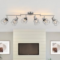 Wilon 6Light Track Lighting Fixtures Brushed Nickel Flush Mount Track Light Ceiling 6 Way Ceiling Spot Light Kitchen Light Fi