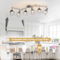 Wilon 6Light Track Lighting Fixtures Brushed Nickel Flush Mount Track Light Ceiling 6 Way Ceiling Spot Light Kitchen Light Fi